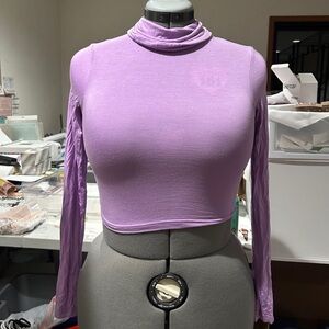 Purple Turtle Neck Crop Top by MSBASIC